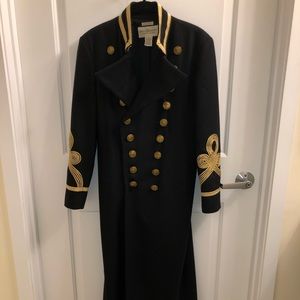 Ralph Lauren gold embellished long wool pea coat